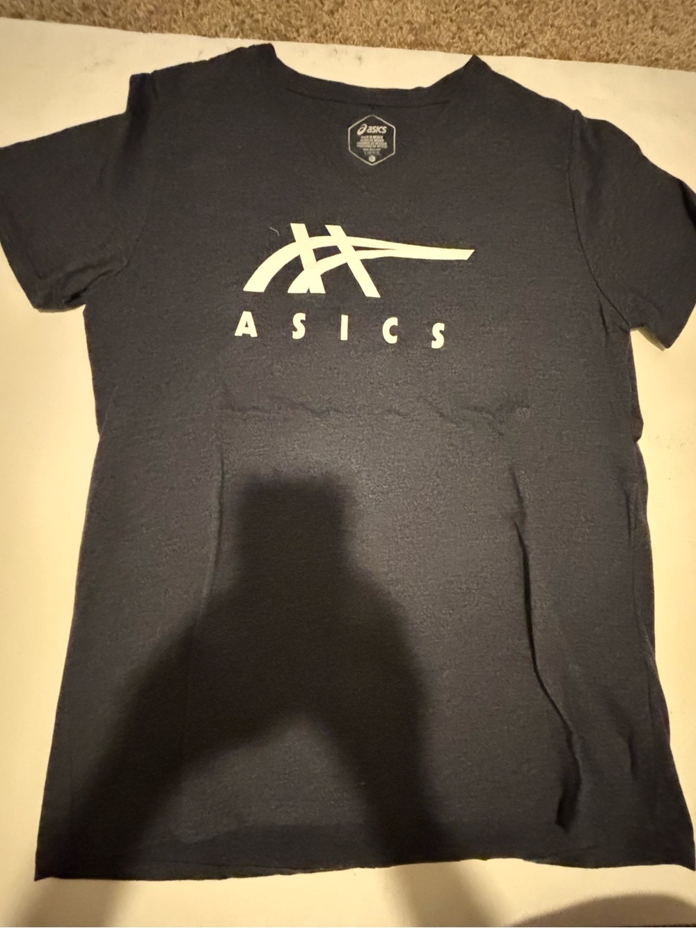 Asics Navy Short Sleeve Crew Tee with White Logo